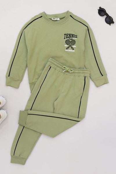 6-9 Yaş Şardonlu Yumoş Kumaş Takım Haki - 2264060.1576.