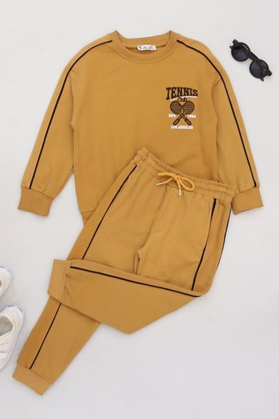 6-9 Yaş Şardonlu Yumoş Kumaş Takım Camel - 2264060.1576.