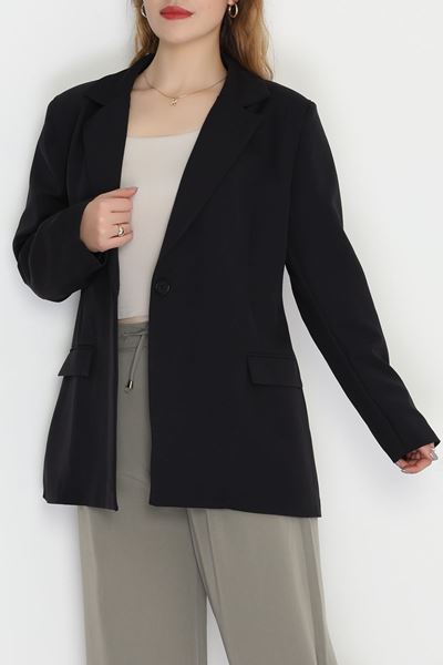 Astarı Çizgili Blazer Ceket Siyah - 31448.1397.