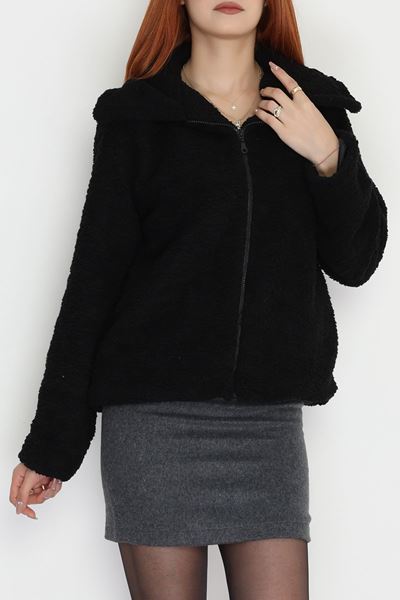 Yakalı Kuzu Mont Siyah - 42442.1247.