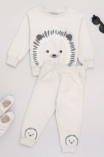 2-5 Yaş Şardonlu Yumoş Kumaş Takım Gri - 1264304.1576.