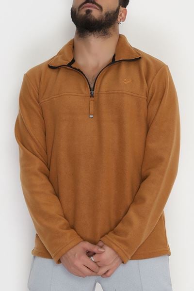 Yakası Fermuarlı Polar Erkek Sweat Kahve - 42556.1937.