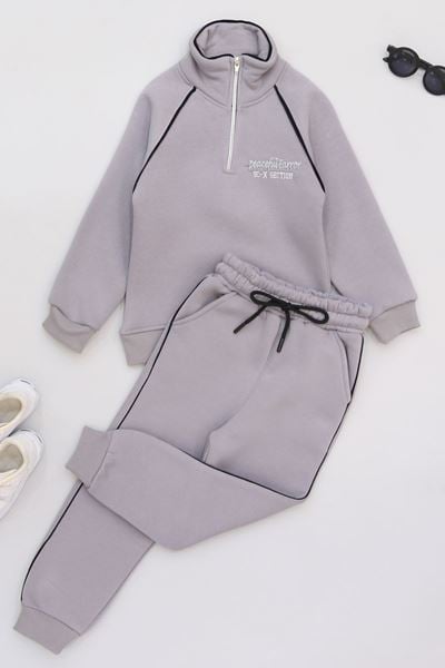 5-12 Yaş 3 İplik Şardonlu Biyeli Takım Dumangri - 60200.1867.