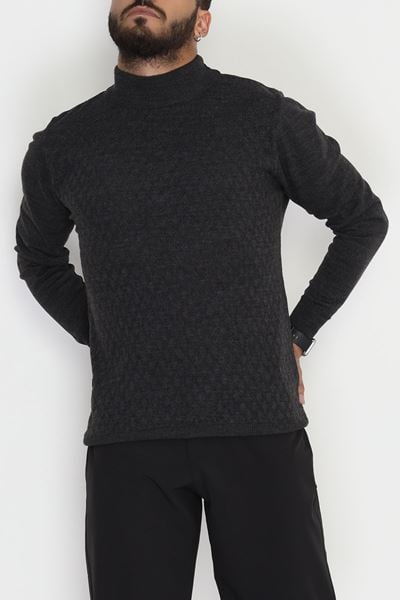 Yarım Balıkçı Desenli Erkek Triko Sweat Antrasit - 42533.2052.