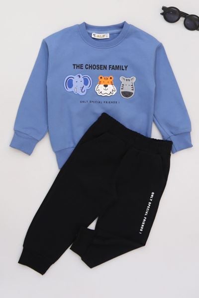 2-5 Yaş Şardonlu Yumoş Kumaş Takım İndigo - 1264350.1576.