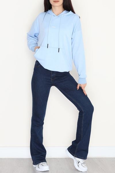 2 İplik Kapşonlu Baskılı Sweatshirt Bebemavi - 31316.1878.