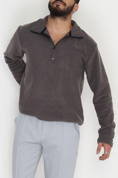 Yakası Fermuarlı Polar Erkek Sweat Antrasit - 42556.1937.