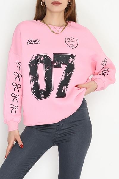 3 İplik Şardonlu Oversize Sweat Açıkpembe - 50920.1878.
