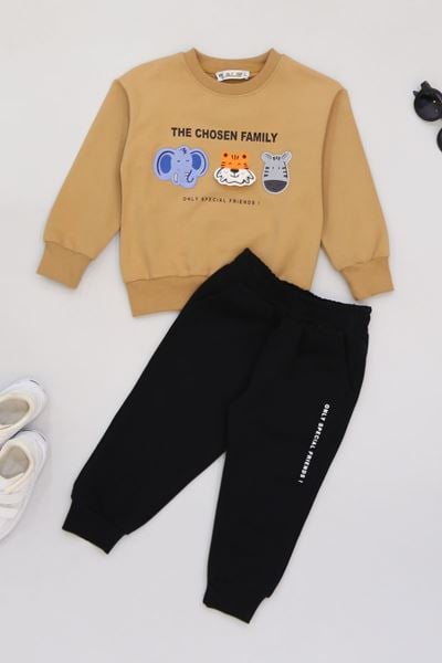 2-5 Yaş Şardonlu Yumoş Kumaş Takım Sütlükahve - 1264350.1576.