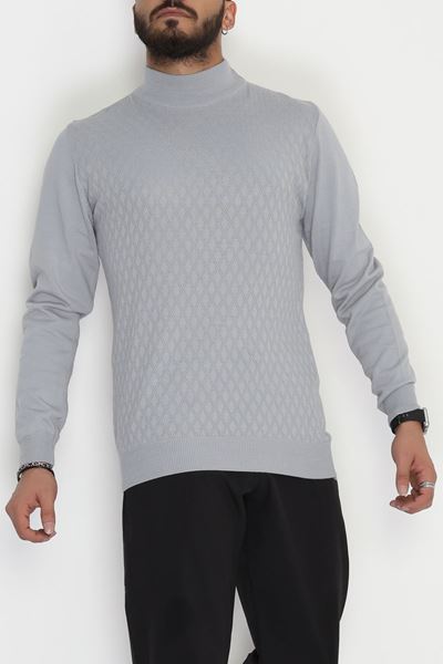 Yarım Balıkçı Desenli Erkek Triko Sweat Boyalıgri - 42533.2052.