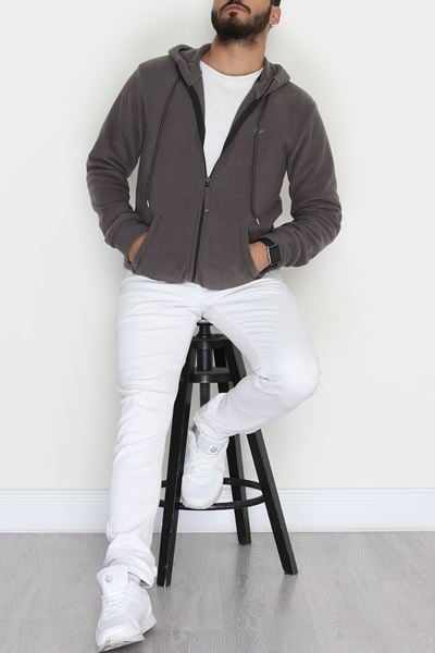 Fermuarlı Polar Erkek Sweat Antrasit - 42555.1937.