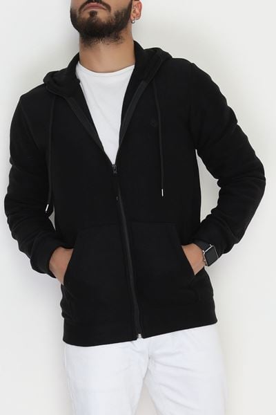Fermuarlı Polar Erkek Sweat Siyah - 42555.1937.