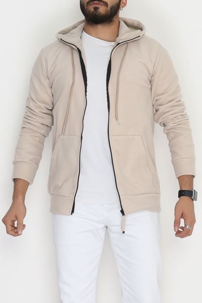 Fermuarlı Polar Erkek Sweat Bej - 42555.1937.