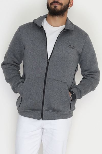 3 İplik Şardonlu Fermuarlı Erkek Sweat Füme - 42568.1937.