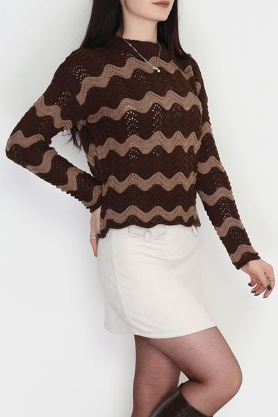 Dalga Çizgili Triko Kahvemocha - 1529.1577.