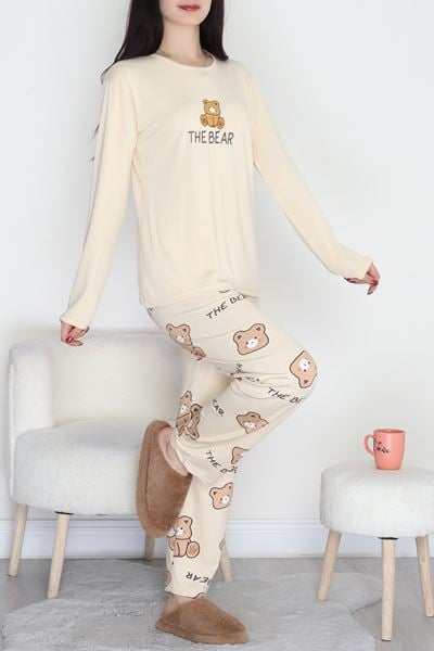 Soft Milan Enjeksiyon Baskılı Pijama Takımı Bejkahve - 664.1287.