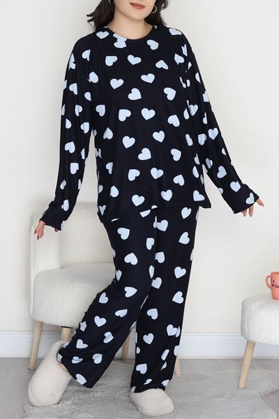 Süet Büyük Beden Alt Üst Aynı Pijama Takımı Beyazkalp - 120.1287.