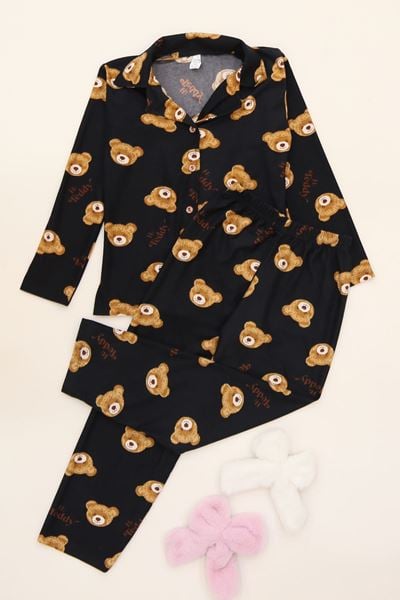 3-14 Yaş Baskılı Süet Çocuk Takım Siyahkahve - 480.1287.