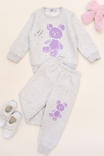 3-7 Yaş 3 İplik Şardonlu İkili Takım Gri - 50900.1867.
