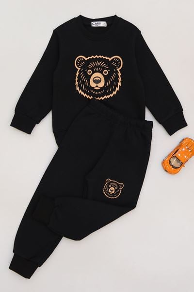 3-7 Yaş 3 İplik Şardonlu İkili Takım Siyah - 50810.1867.