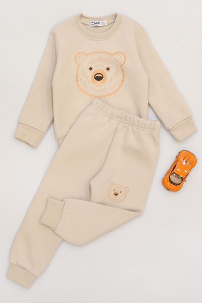 3-7 Yaş 3 İplik Şardonlu İkili Takım Bej - 50810.1867.