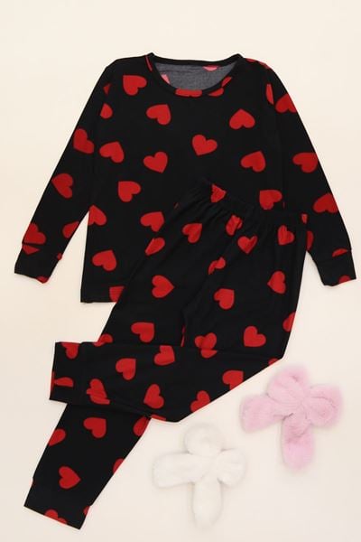 3-14 Yaş Süet Manşetli Alt Üst Aynı Takım Siyahkırmızı - 410.1287.