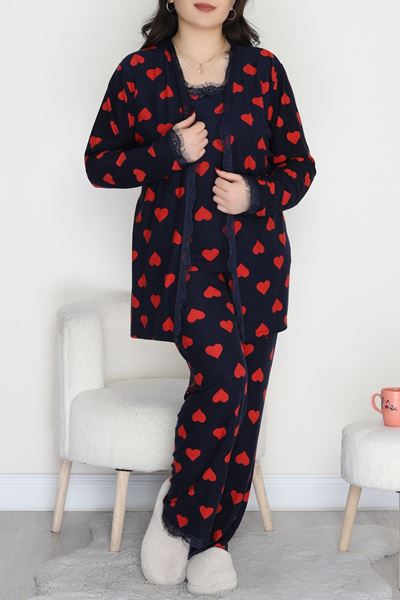 Baskılı Süet Battal 3'Lü Takım Lacikırmızı - 781.1287.