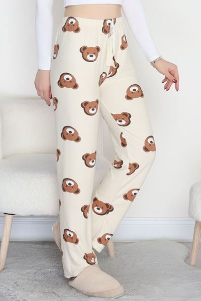 Desenli Süet Pijama Altı Bejkahve1 - 103.1287.