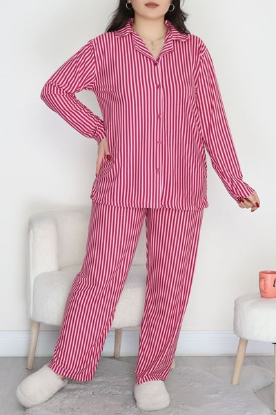 Büyük Beden Süet Takım Fuşyapembe - 455.1287.