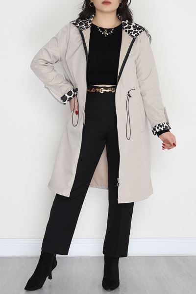 Büyük Beden Astarsız Bel Lastikli Trençkot Bej - 31157.147.