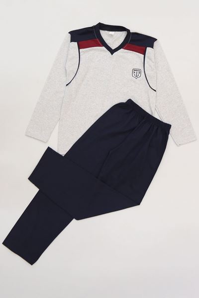 10-16 Yaş Garnili Erkek Çocuk Pijama Takımı Gribordo - 50715.1838.