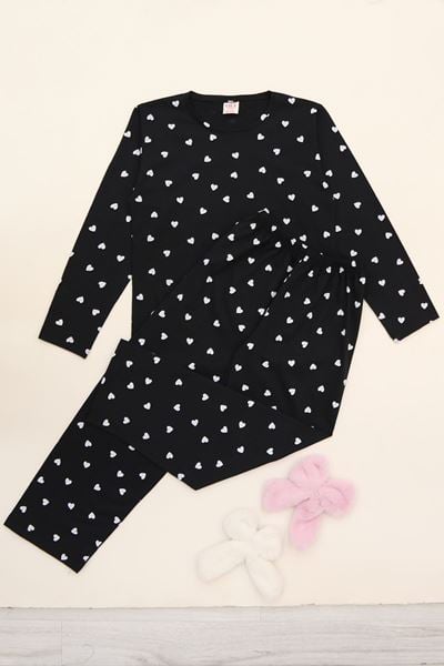 9-14 Yaş Alt Üst Aynı Çocuk Pijama Takımı Siyahbeyaz - 50725.1961.