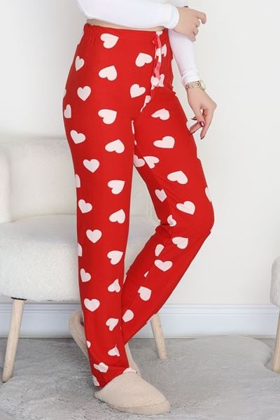 Desenli Süet Pijama Altı Kırmızıkalp - 103.1287.