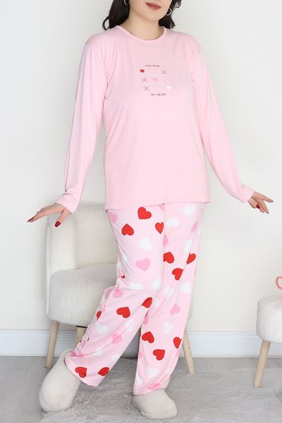 Şardonlu Milan Büyük Beden Pijama Takımı Tozpembe - 665.1287.