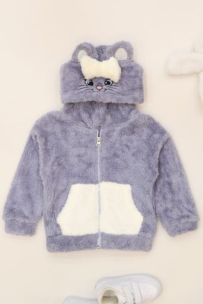 3-7 Yaş Welsoft Kumaş Fermuarlı Sweat Gri - 52029.1576.