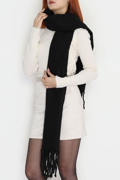 Saçaklı Düz Şal Siyah - 70865.1736.