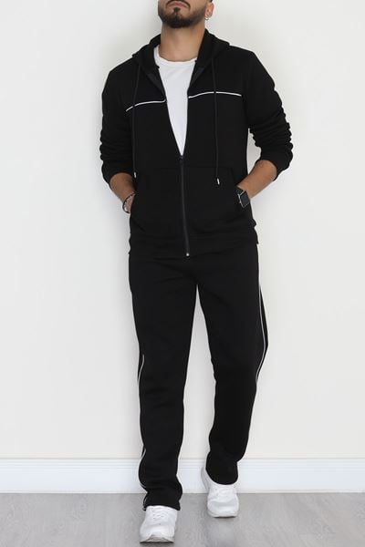 3 İplik Şardonlu Erkek Eşofman Takımı Siyah - 42563.1937.