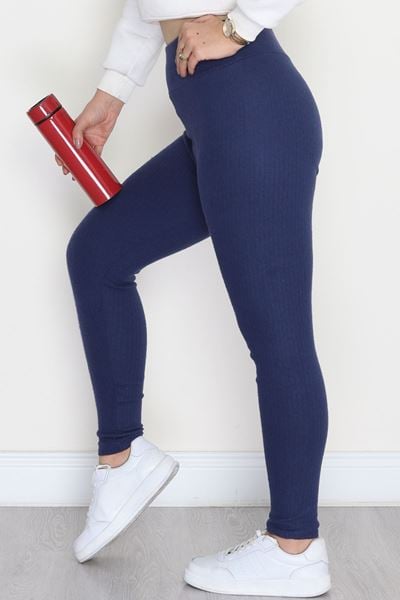 Yüksek Bel Raporlu Kumaş Tayt İndigo - 52000.1567.