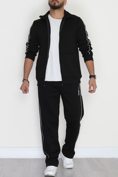 3 İplik Şardonlu Erkek Eşofman Takımı Siyah - 42562.1937.