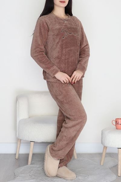 Peluş Polar Pijama Takımı Kahve1 - 50767.1961.