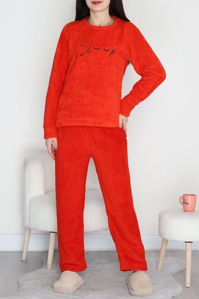 Peluş Polar Pijama Takımı Kırmızısiyah1 - 50767.1961.