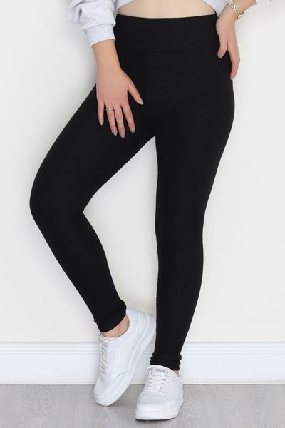 Yüksek Bel Raporlu Kumaş Tayt Siyah - 52000.1567.