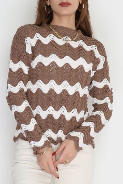 Dalga Çizgili Triko Mochalatte - 1529.1577.