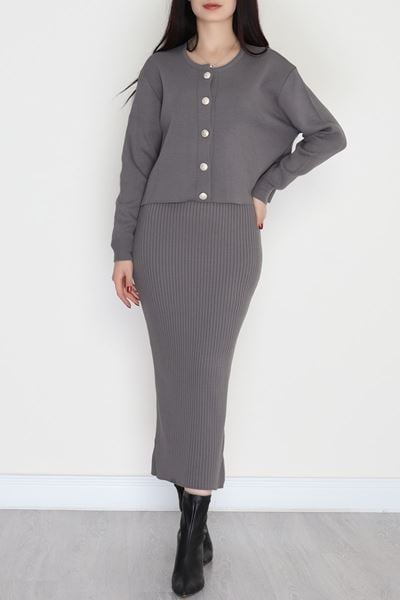 Elbise Ceket Triko Takım Füme - 3064.1577.