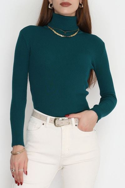 Balıkçı Yaka Triko Zümrüt - 70807.2052.