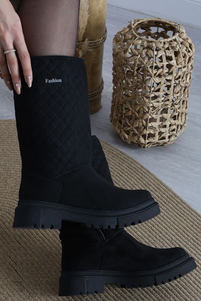 5 Cm Topuklu Çizme Süetsiyah - 42451.264.