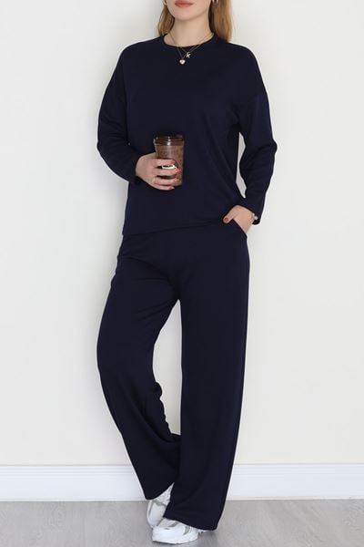 Modal Kumaş Bisiklet Yaka Takım Lacivert - 51031.1254.