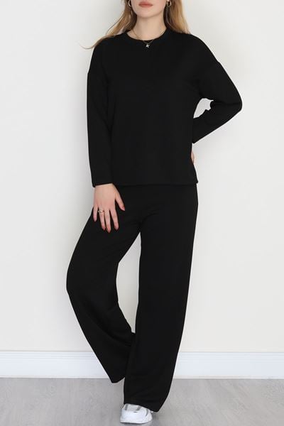 Modal Kumaş Bisiklet Yaka Takım Siyah - 51031.1254.