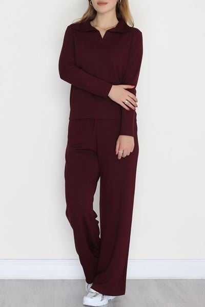 Modal Kumaş Polo Yaka Takım Mürdüm - 51032.1254.