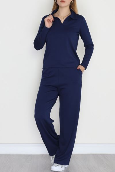 Modal Kumaş Polo Yaka Takım Lacivert - 51032.1254.